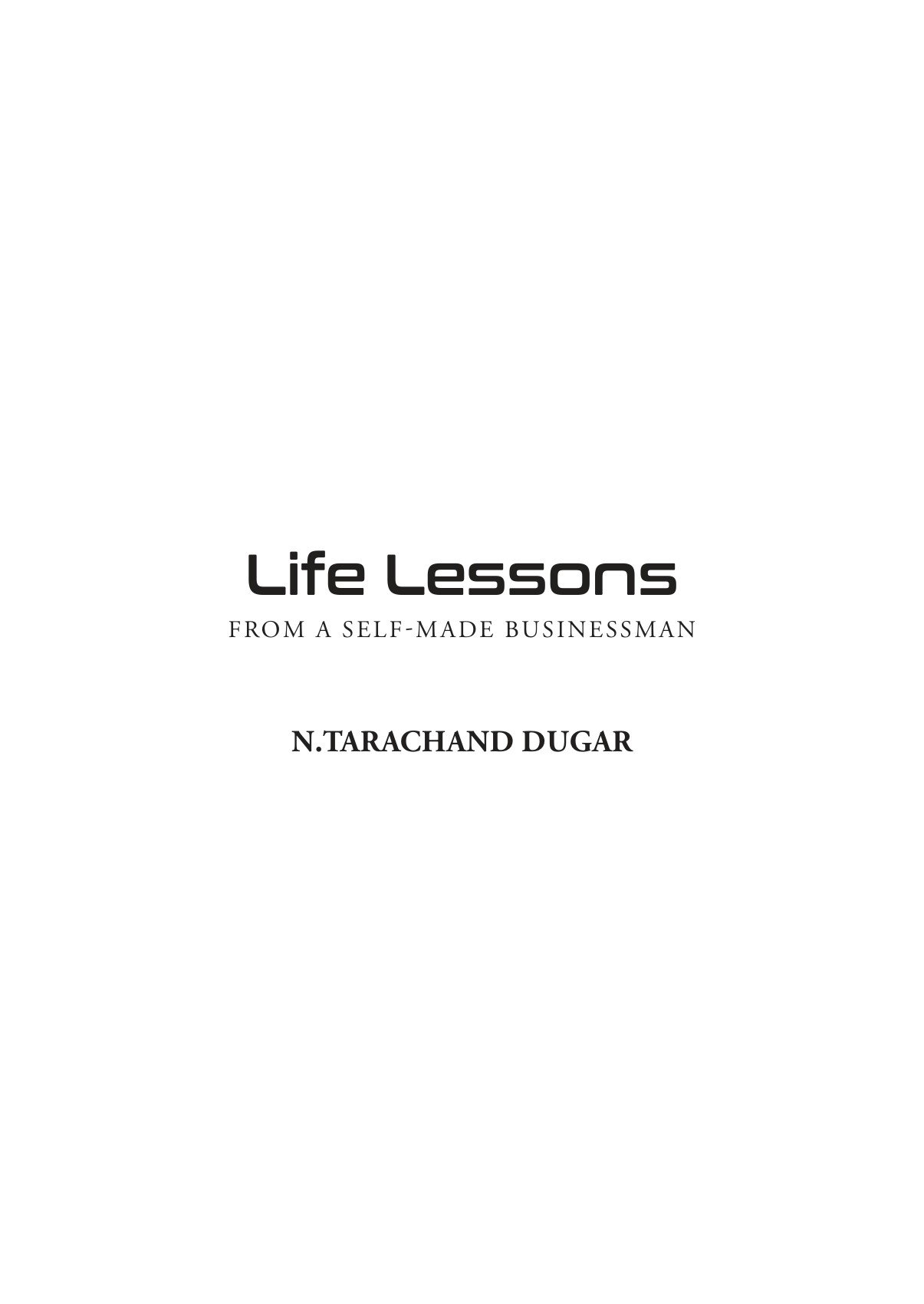 Title page of Life Lessons by N. Tarachand Dugar